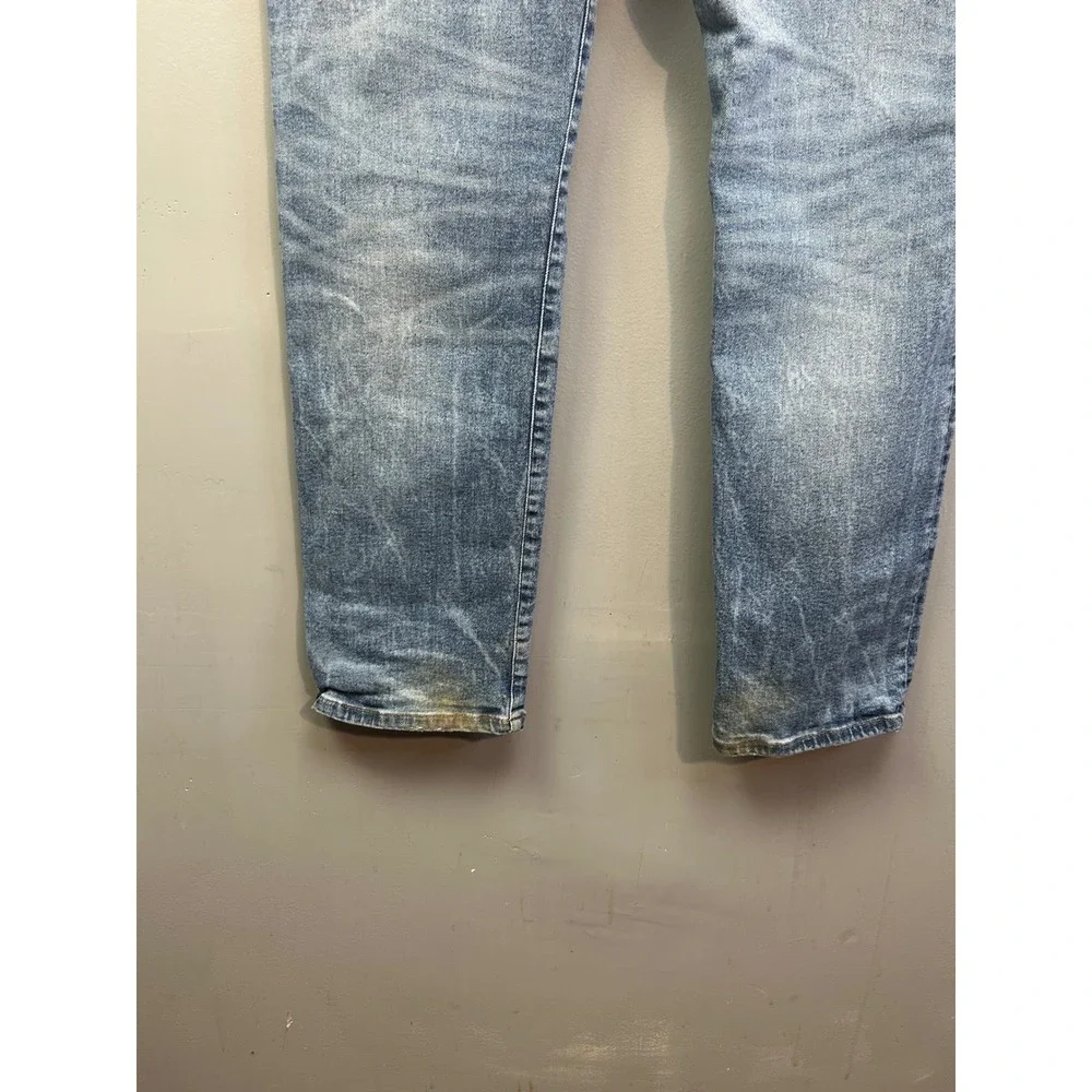 American Eagle Jeans Mens 33x32 Blue Original Straight‎ Thrashed Stretch Denim